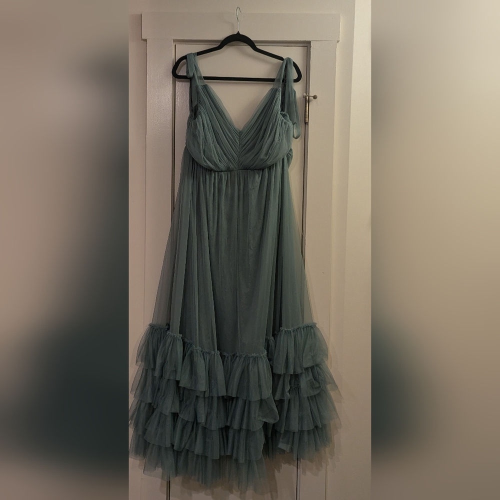 NWT Forever 21 Plus Tiered Tie-strap Blue Maxi Dress 2X